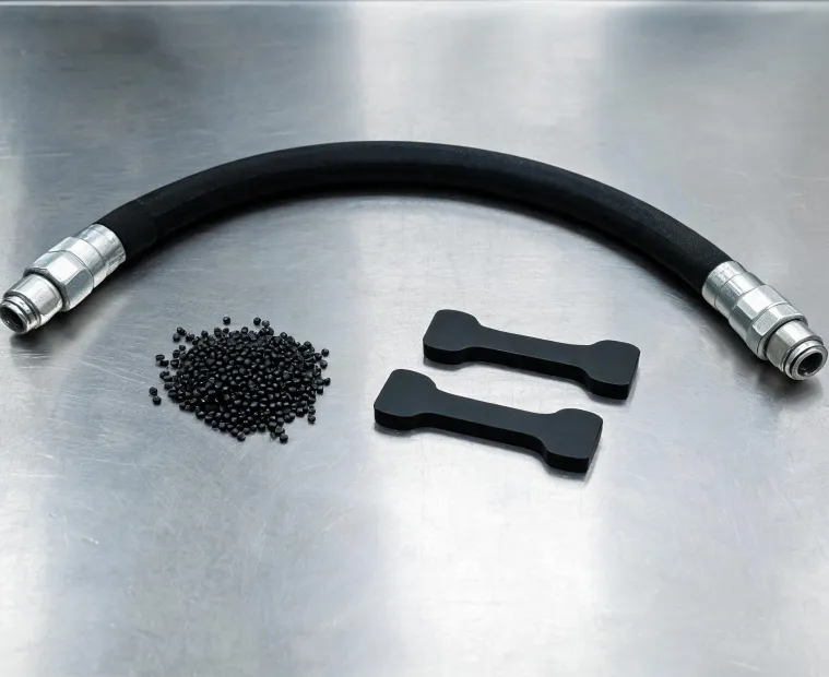 Hydraulic hose and polymer pellets